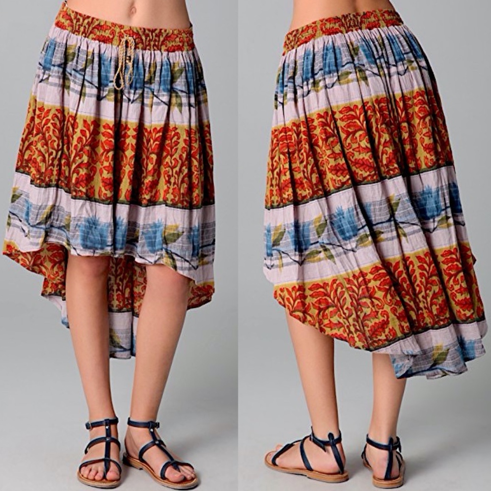 FREE PEOPLE Maxi Skirt Intricate Long Draped Swing